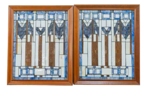 Modernist Stained Glass Items, Set of 2