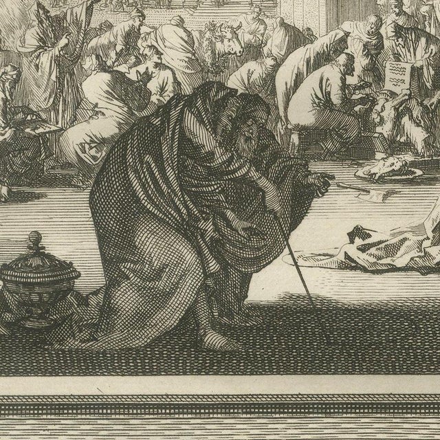 Pieter Mortier, Idolatry of Manasseh and the Piety of King Josiah, Pieter 1700, Engraving For Sale - Image 6 of 12