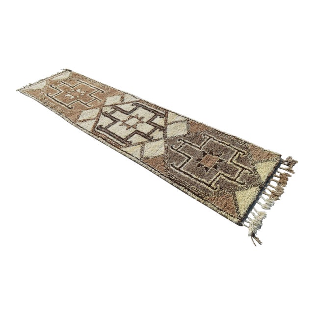 Hand-Knotted Turkish Runner Rug . Tribal Herki . Pure Natural Undyed Wool - 2′10″ × 11′1″ For Sale