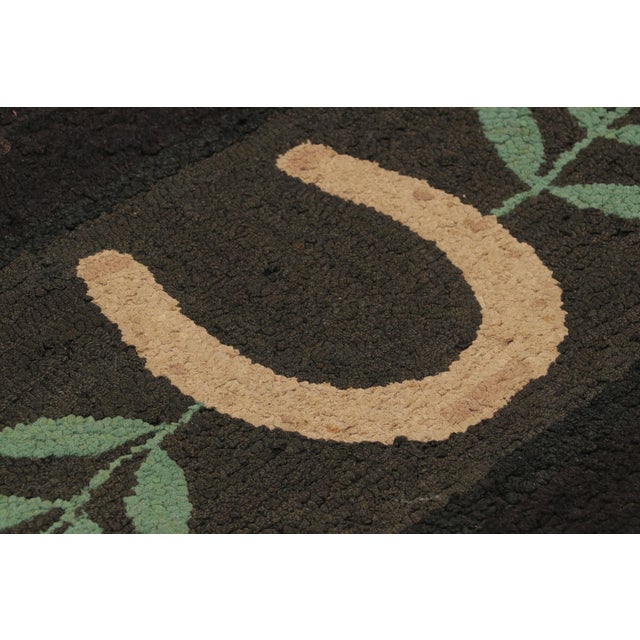 This 2x3 antique hooked rug is an exceptional addition to Rug & Kilim's collection of rare and collectible American hooked...