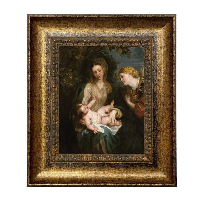 Not Yet Made - Made To Order Virgin Mary and Child With St. Catherine Print on Canvas 8x10", Framed For Sale - Image 5 of 5