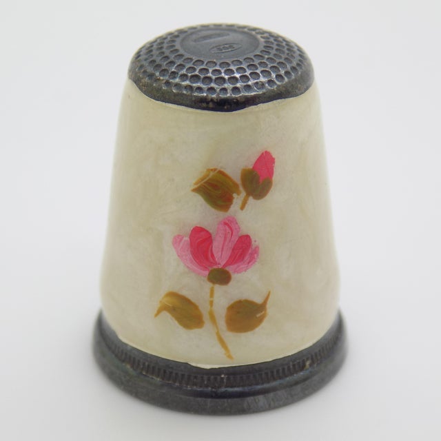 Italian Vintage Italian Handmade Genuine Silver Hand Enameled Thimble Made in Florence Tuscany For Sale - Image 3 of 10