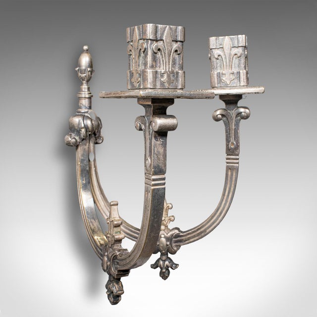 Pair of Antique Candle Sconces, French, Wall Lighting, Art Nouveau, Victorian For Sale - Image 6 of 10