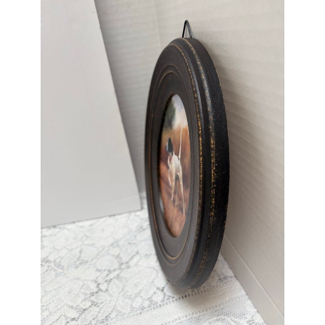 1990s Vintage Americana Oval Framed Dog Image For Sale - Image 5 of 7