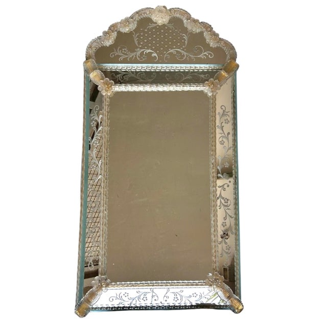 Venetian Mirror with Floral Murano Details, 1970s For Sale - Image 13 of 13