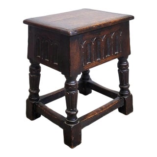 English Oak Joint Stool in 17th-Century Gothic Style, Late 19th C For Sale