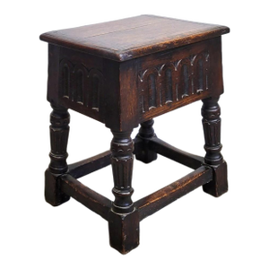 English Oak Joint Stool in 17th-Century Gothic Style, Late 19th C