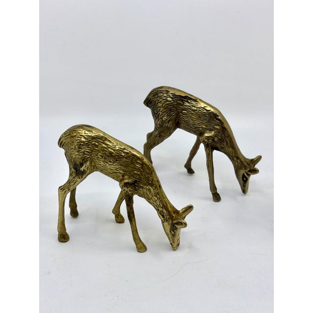 Vintage Late 20th Century Brass Deer Statues - A Set of 3 For Sale - Image 4 of 9