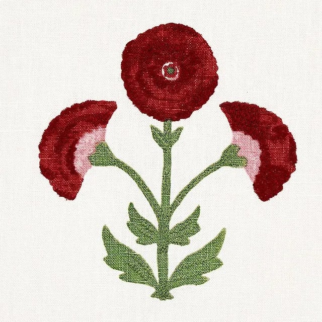 Indian Sample - Schumacher Saranda Flower Fabric in Cardinal For Sale - Image 3 of 4
