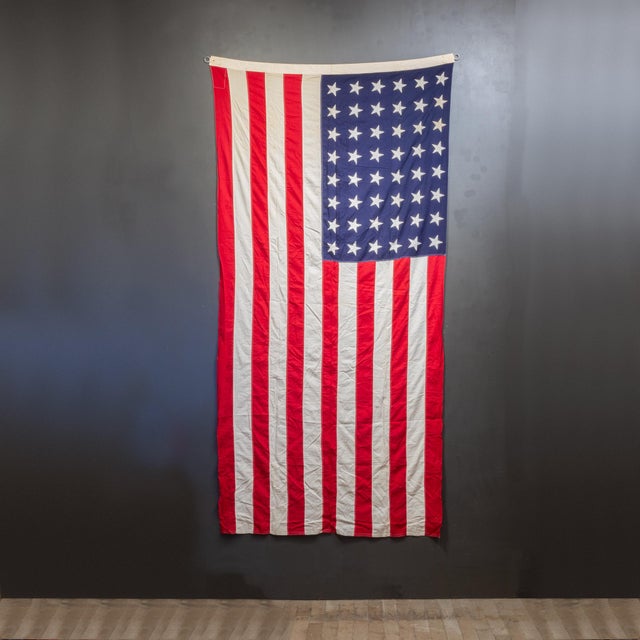 American Large Philadelphia q.m. Depot American Flag With 48 Stars c.1940-1950 For Sale - Image 3 of 8