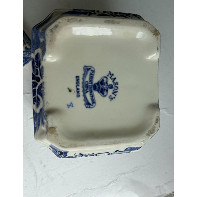 Blue Vintage Mason’s Ironstone Blue Willow Ginger Jar With Lid, English Chinoiserie Ceramic For Sale - Image 8 of 8