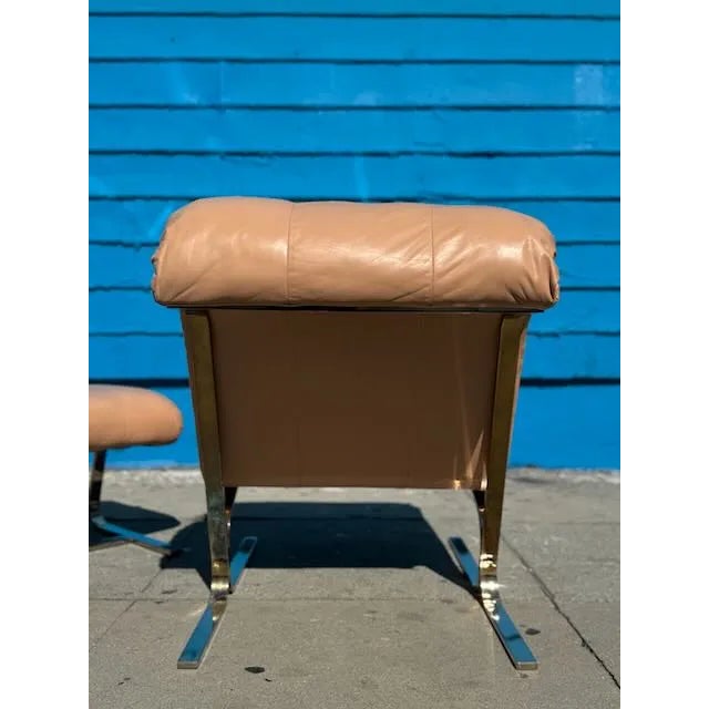 1990s Hekman-Dansen Pink Leather Chair & Ottoman For Sale In Los Angeles - Image 6 of 14