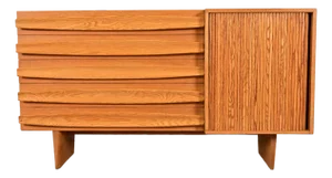 Harold Schwartz for Romweber Mid-Century Modern Sculpted Oak Tambour Door Dresser or Credenza, 1950s
