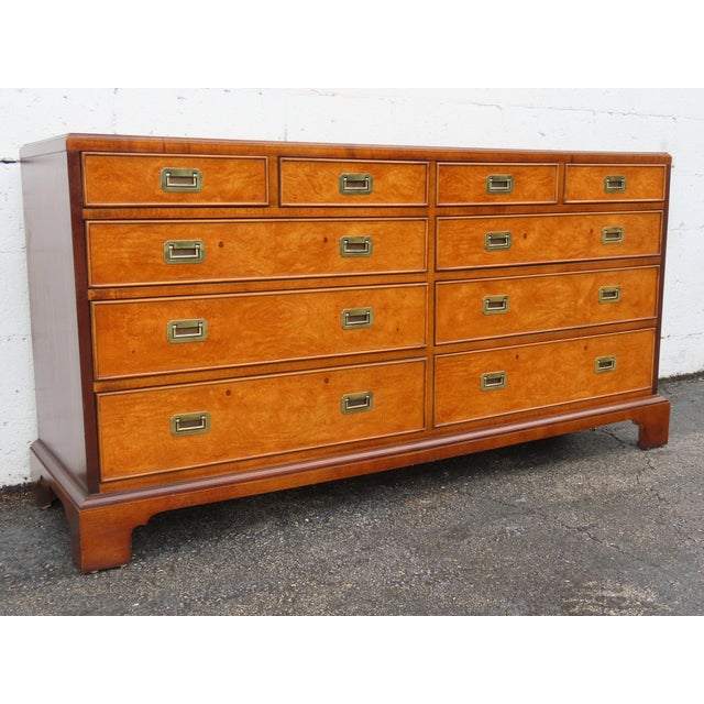 Century Hollywood Regency Burlwood Low Long Dresser Bathroom Vanity 6364 For Sale - Image 11 of 18