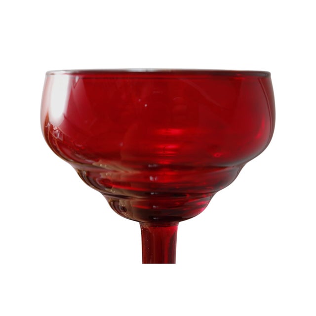 Mid Century Modern Ruby Glass Margarita Glasses, Set of 6 For Sale - Image 4 of 5
