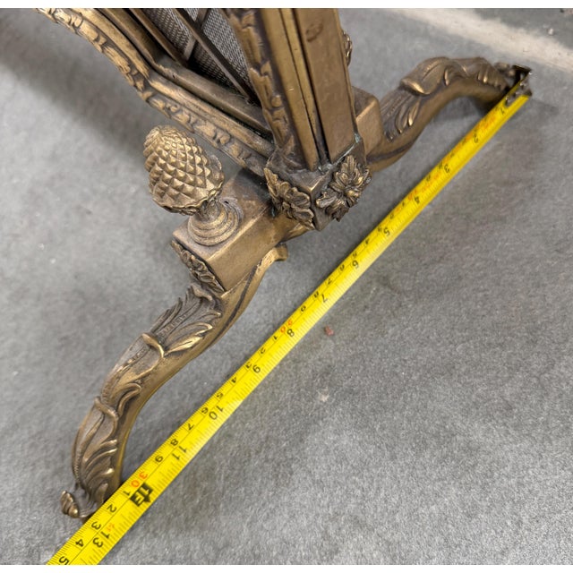 Late 20th Century Super Heavy French Louis XV Style Brass Fireplace Screen Fire Screen 30"h X 27"w X 13"d For Sale - Image 10 of 12