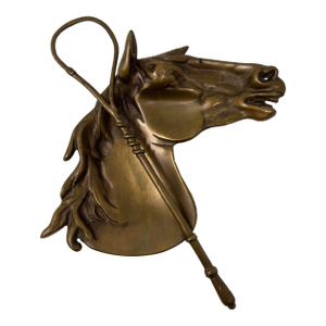 Vintage Cast Bronze Horse Head Ashtray Equestrian Dish Catchall