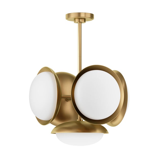 Brass Bond Pendant 5 Light For Sale - Image 8 of 8
