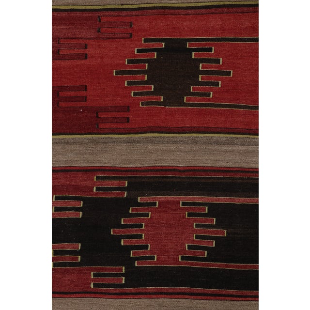 Textile Vintage Mid-Century Sivas Red and Brown Wool Kilim Rug With Mint, Pink, and Blue Accents For Sale - Image 7 of 10