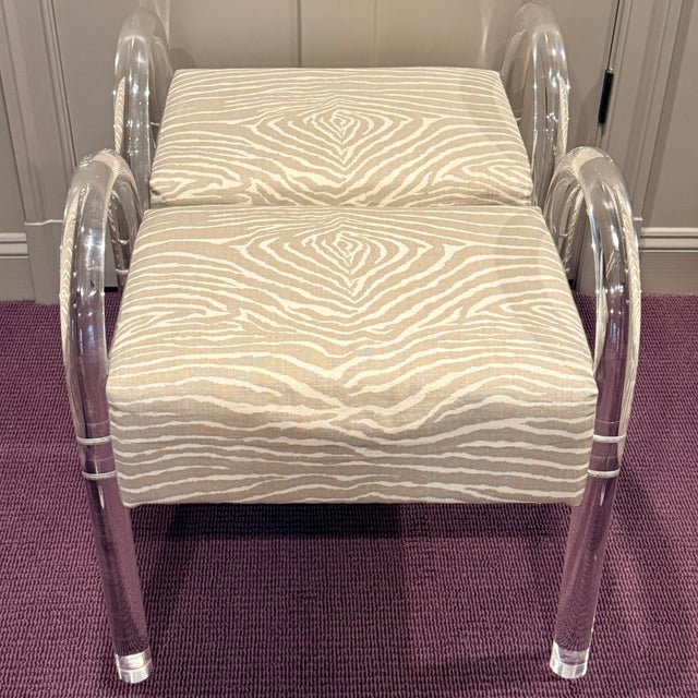 Pair Gibbs Acrylic Benches For Sale In Washington DC - Image 6 of 8