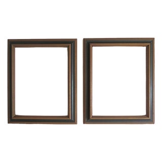 Pair of Dark Wood & Black Picture Frames Fits 11" X 14" Rabbet Opening For Sale
