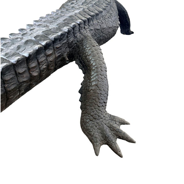 Monumental Bronze Crocodile Fountain Sculpture – 149” L Outdoor Garden For Sale - Image 11 of 12