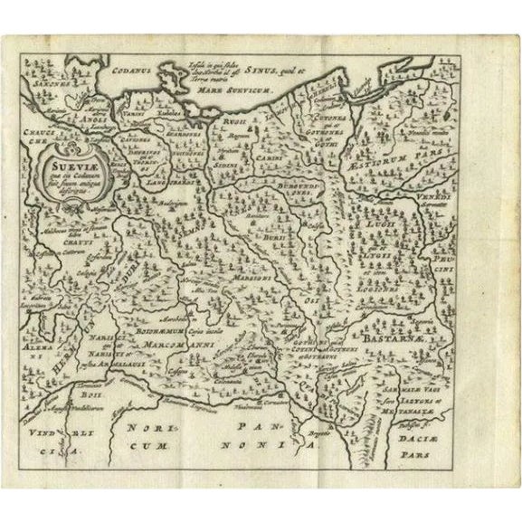 Antique Map of Swabia, 1685 For Sale