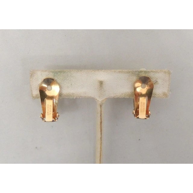 1970s Vintage Signed Napier Goldtone Mother of Pearl Beaded Clip Earrings - 2 Pieces For Sale - Image 5 of 8