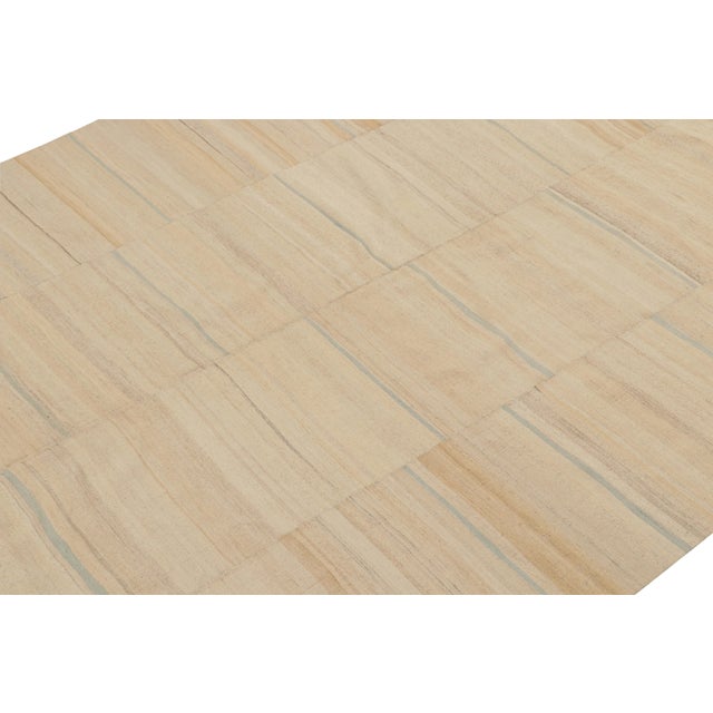 Rug & Kilim 1950s Vintage Paneled Persian Kilim in Beige-Brown and Blue Tones by Rug & Kilim For Sale - Image 4 of 8