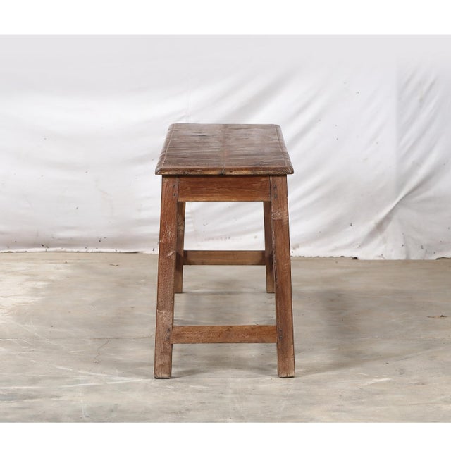 Vintage Indian Teakwood Bench For Sale - Image 4 of 7