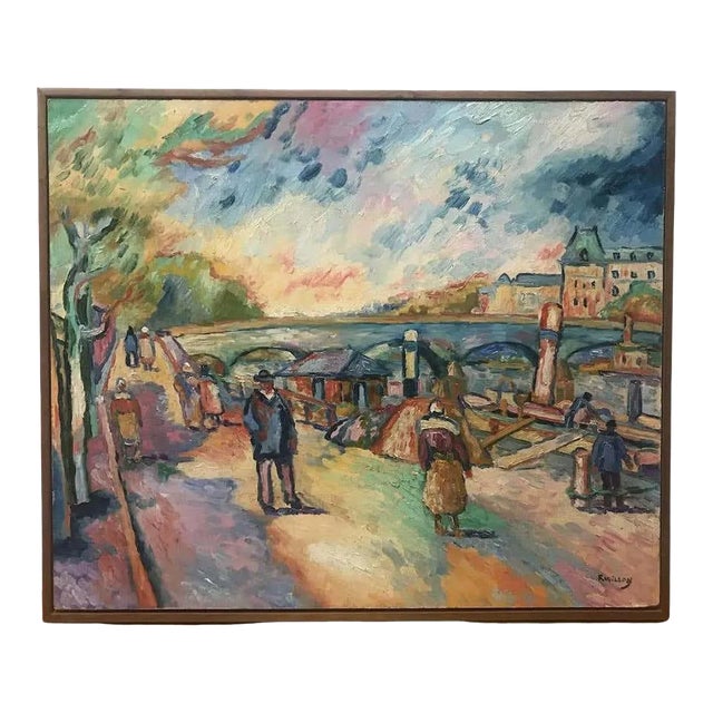 "Les Quais De Conti" Post Impressionist Oil on Canvas by Fauvist Pat. F. Wilson For Sale