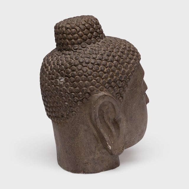 Chinese Chinese Stone Shakyamuni Buddha Head, C. 1900 For Sale - Image 3 of 5