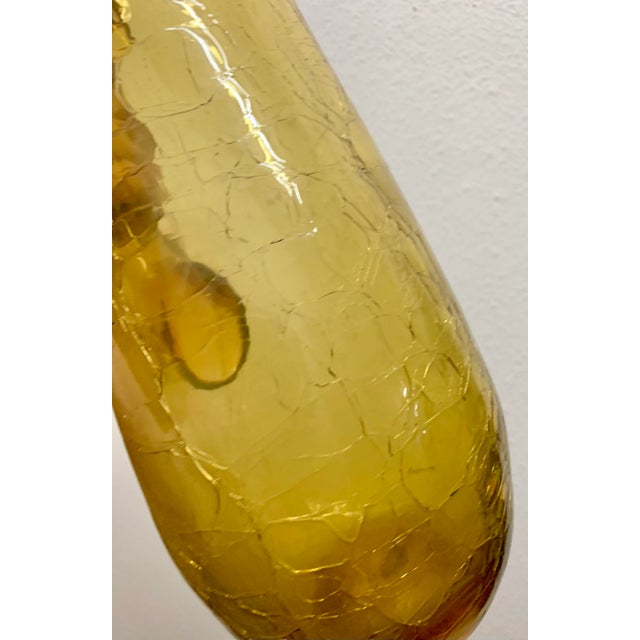 1960s Mid-Century Modern Amber Crackle Glass Pitcher 14.25" For Sale - Image 4 of 4