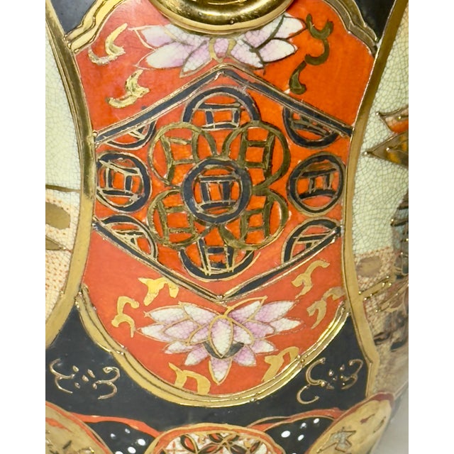 1970s Satsuma Style Chinoiserie Lamp by Turtle and Crane For Sale - Image 10 of 17