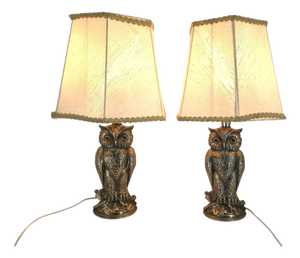 Silver Owl Lamps from Loevsky & Loevsky, 1960s, Set of 2