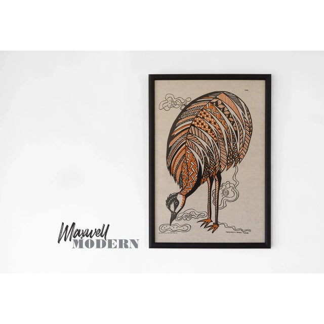 Gorgeous Naomi Mills textile art wallhanging featuring an emu. I have absolutely no information on this artist but from...