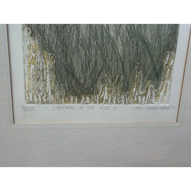 This is a limited edition embossed intaglio etching titled "Catcher in the Rye II" by American printmaker Carol Travers...
