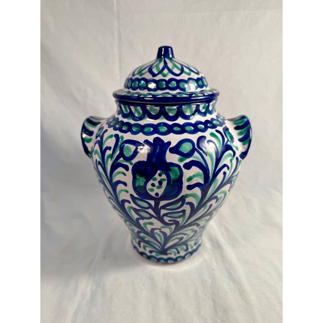 Spanish Vintage, Fajalauza, Spanish, Ceramic Covered Jar, Granada For Sale - Image 3 of 9