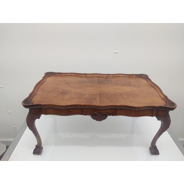 Grand Rapids Walnut Shell Carved Claw Foot Coffee Table For Sale - Image 12 of 12