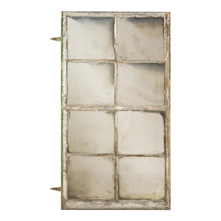 Handcrafted Silver Glass Window Wall Mirror 31.625 X 57.375 In. For Sale