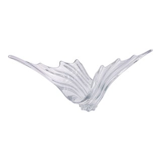 Large Art Vannes France Sculptural Crystal Centerpiece Bowl, Mid-Century For Sale