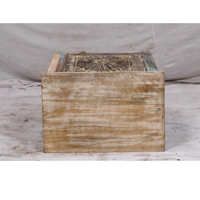 Nightstand Made From Antique Indian Teakwood Architectural Elements For Sale - Image 4 of 8