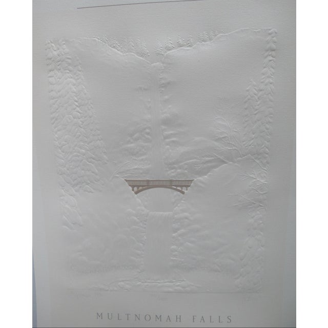 Pacific NW artist Becky Gyes, limited edition embossed print of Oregon's favorite attraction, Multnomah Falls and it's...