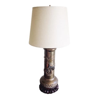 Vintage Hong Kong Ornate Brass Dragon Lamp For Sale