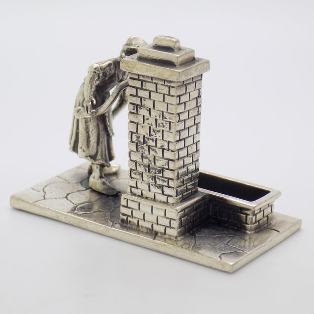Metal Vintage Italian Handmade Genuine Solid Sterling Silver Woman at Street Water Fountain Figurine Sculpture For Sale - Image 7 of 10