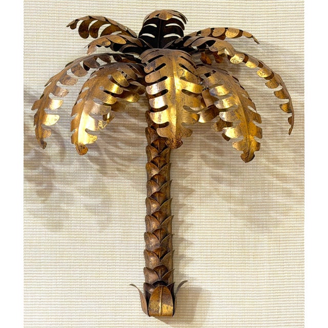 Pair of Maison Jansen Gilt Metal Palm Tree Sconces, France, 20th Century For Sale - Image 14 of 15