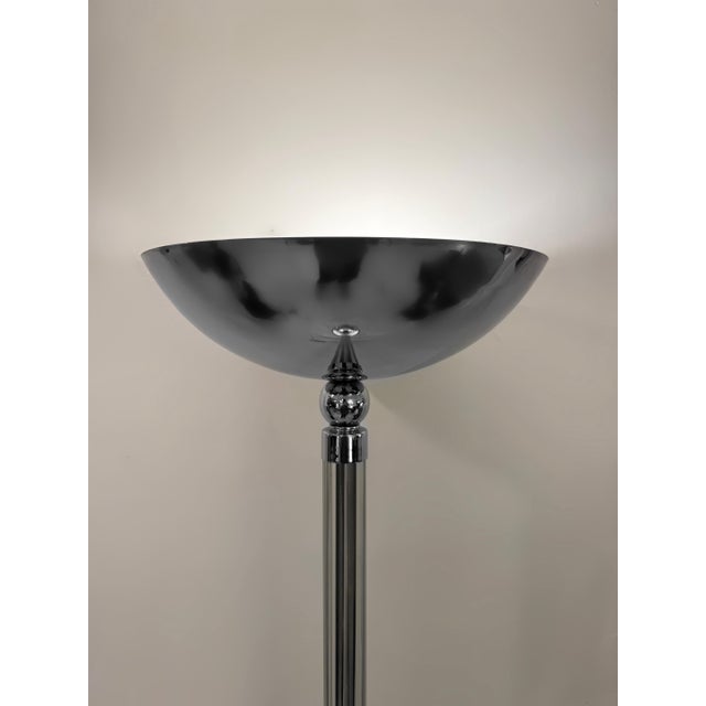 Art Deco Style Floor Lamp in Glass and Chrome by Karl Springer, 1978 For Sale - Image 4 of 9