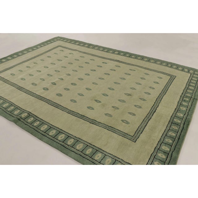 Traditional Rug & Kilim’s Art Nouveau Inspired Rug With Geometric Design in Sage Green & Beige For Sale - Image 3 of 10