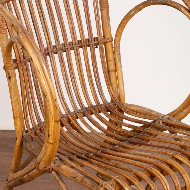 Vintage Set of 4 Bamboo Wicker Arm Chairs by Robert Wengler, Denmark 1960's For Sale - Image 10 of 13