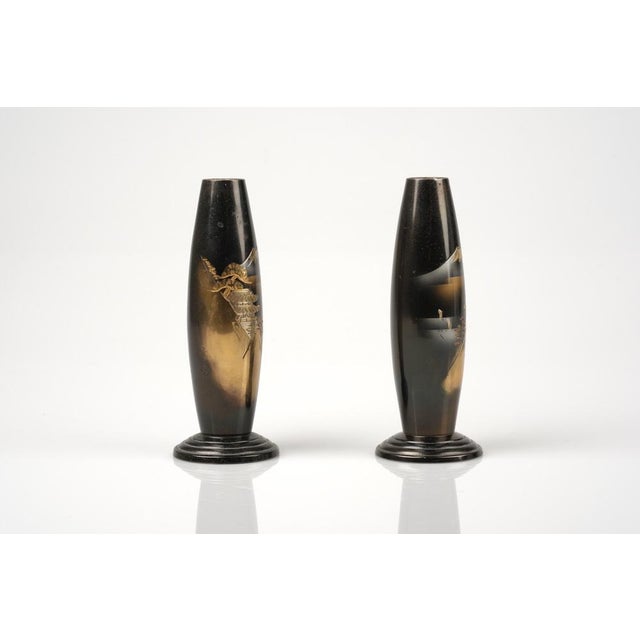 Meiji Bronze Vases from Kyoto, 1920s, Set of 2 For Sale - Image 3 of 11